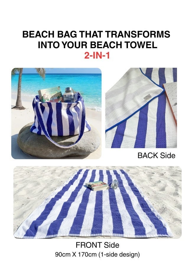 بيرل كوست انترناشيونال Beach Towels & Beach Bag Combo, Pack of 2 | 80% Polyester and 20% Polyaamide Towels | Quick Dry, Super Absorbent (Blue) - Image 3