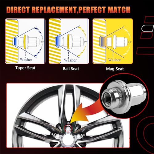 Dtomi M14X1.5mm Wheel Lug Nuts Chrome - 14x1.5mm, 1.80 Inch 7/8 22mm Hex Mag Washer Compatible With Toyota Lexus Vehicle Tundra Sequoia Land Cruiser LX LX470 LX570 Replace# 611-277 90942-01103 (20PCS) - Image 5