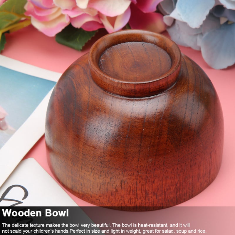 Wooden Bowl: Trumpet Size - Lightweight Heat-resistant Fruit Bowl for Home Kitchen Hotel Restaurant Dining - Image 5