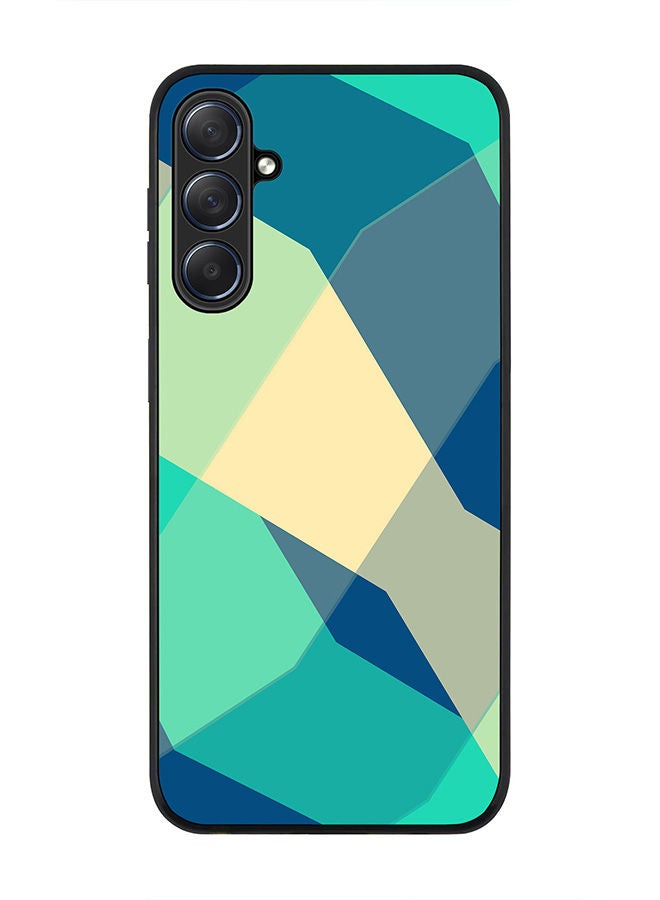 Stylizedd Rugged Black edge case for Samsung Galaxy M54 5G, Slim fit Soft Case Flexible Rubber Edges Anti Drop TPU Gel Thin Cover -  Checkered Aqua - Image 1