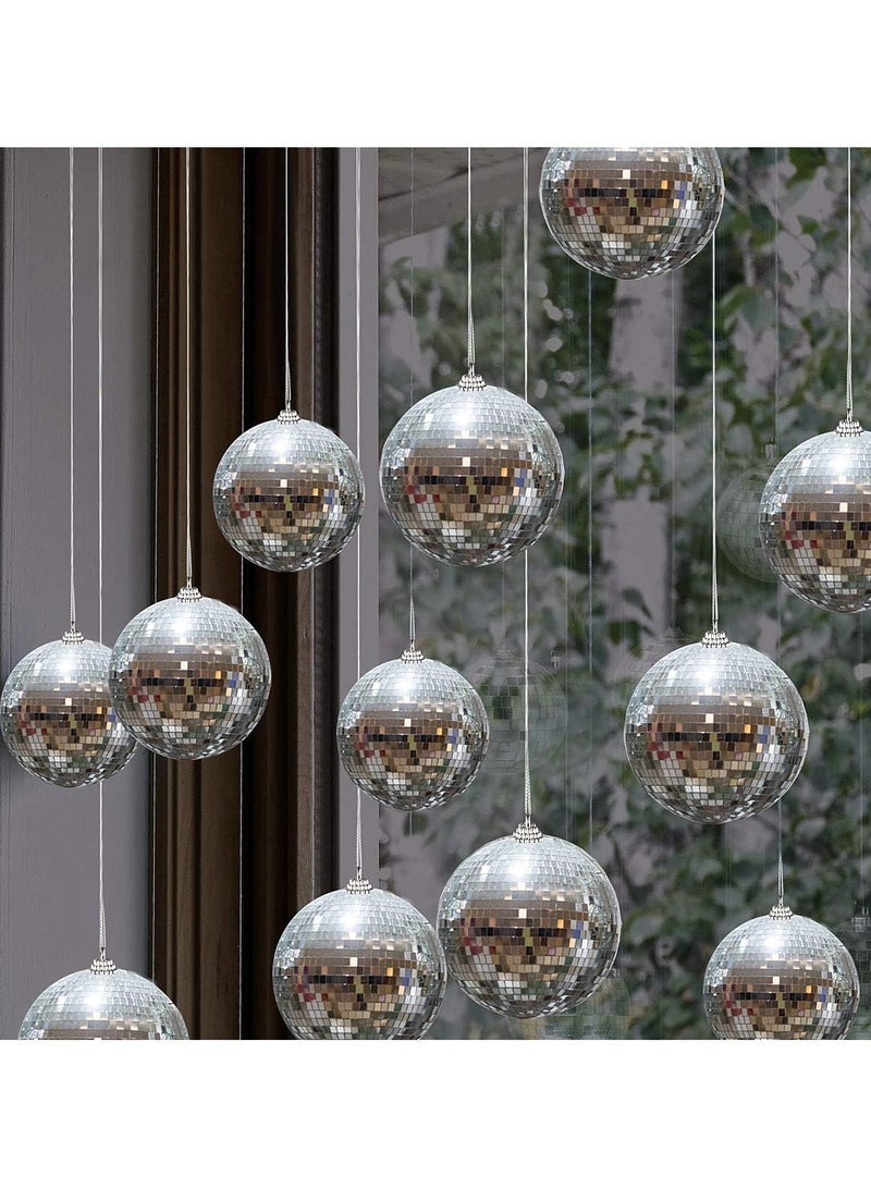 GoodTool 12pcs Mini Mirror Disco Ball Decorations Ball Reflective Mirror Balls with Hanging String 3cm Silver Glitter Ball Hanging Ball for Parties Weddings Family Party Decoration - Image 3