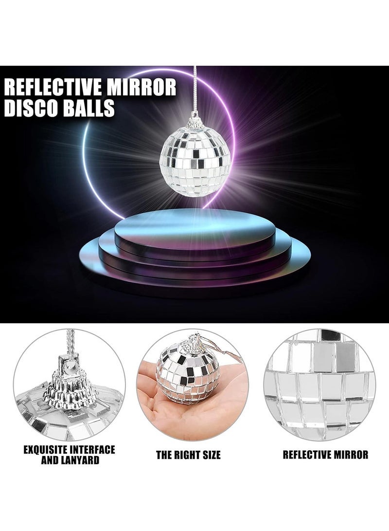 GoodTool 12pcs Mini Mirror Disco Ball Decorations Ball Reflective Mirror Balls with Hanging String 3cm Silver Glitter Ball Hanging Ball for Parties Weddings Family Party Decoration - Image 2