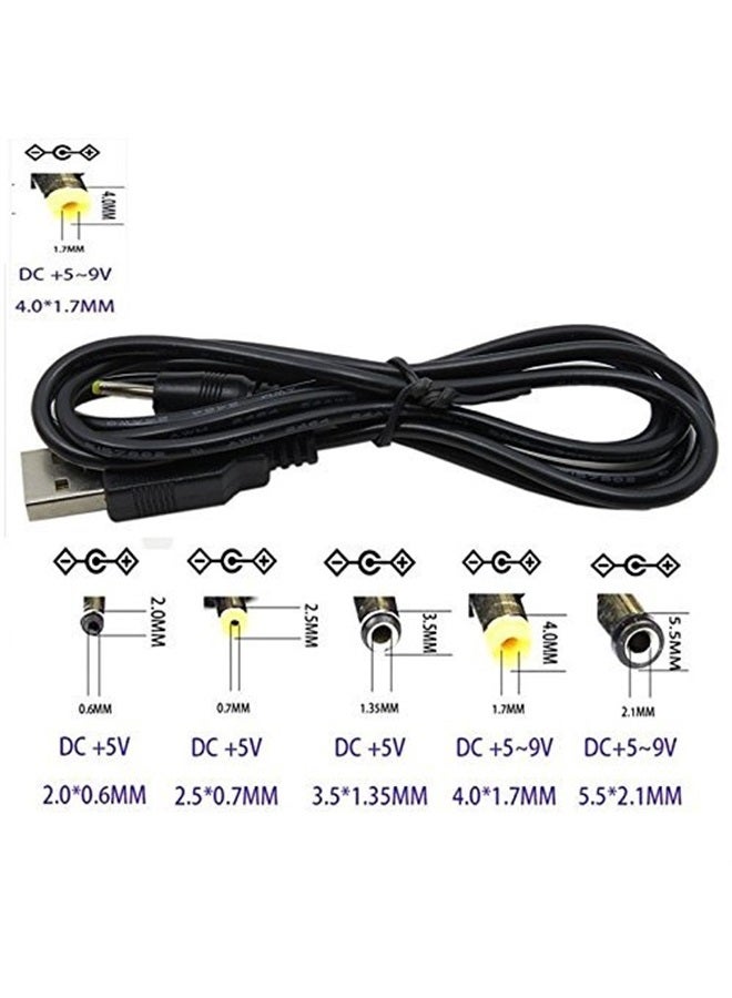 TENINYU كابل طاقة USB 2.0 A ذكر إلى DC 4.0x1.7 مم 5 فولت 24AWG DC Barrel Jack بطول 3 أقدام (كابل طاقة بحد أقصى 2.5 أمبير، دبوس مركزي موجب)، عبوة من قطعتين - Image 4