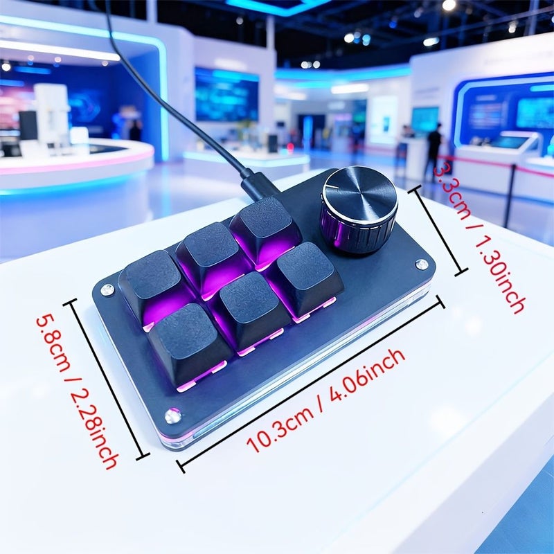 RGB Glow 6 Key 1 Knob Mechanical Keyboard Black Blue Red Axis Programmable Office Gaming - Image 2