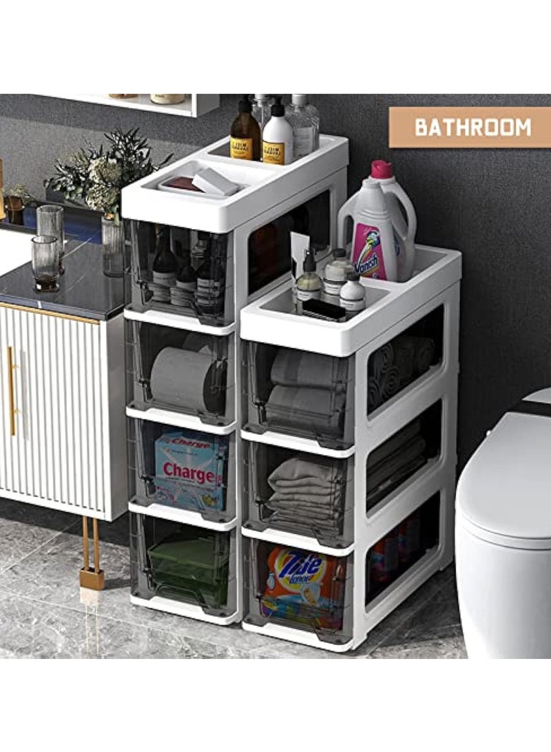 Arabest 4 Tier Plastic Chest of Drawers, Black Transparent Kitchen and Bathroom Organisers, Toilet Racks and Storage Solutions  - Image 4