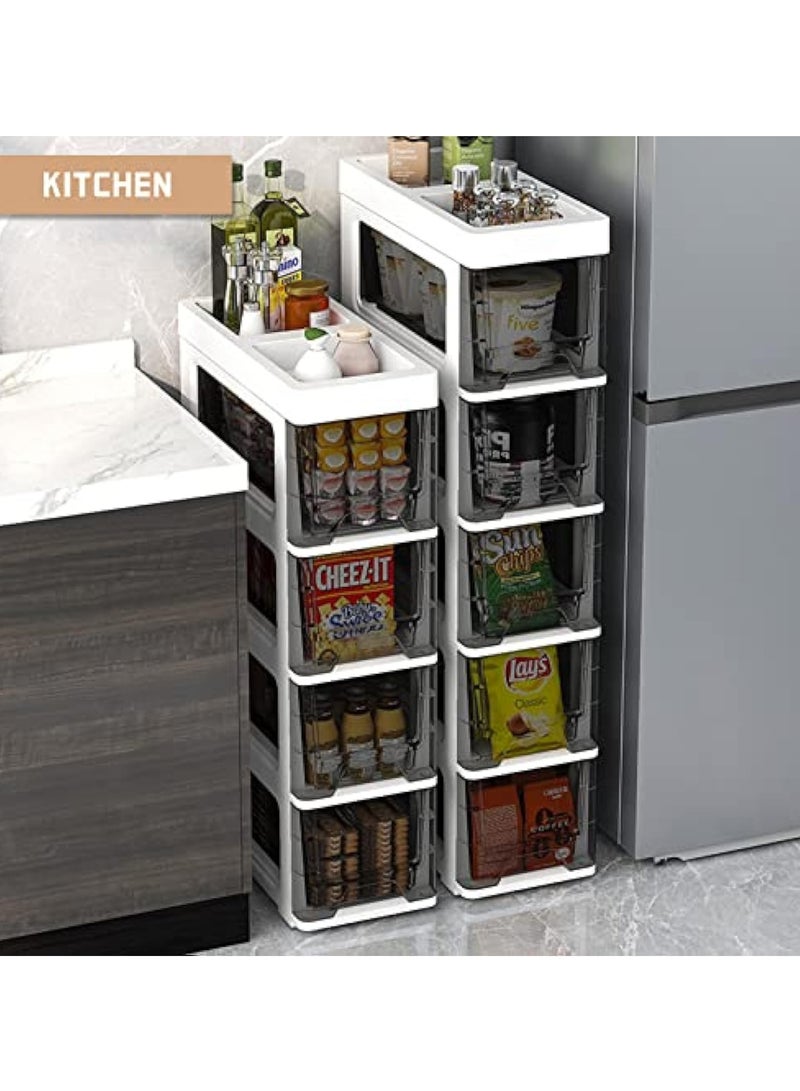 Arabest 4 Tier Plastic Chest of Drawers, Black Transparent Kitchen and Bathroom Organisers, Toilet Racks and Storage Solutions  - Image 5