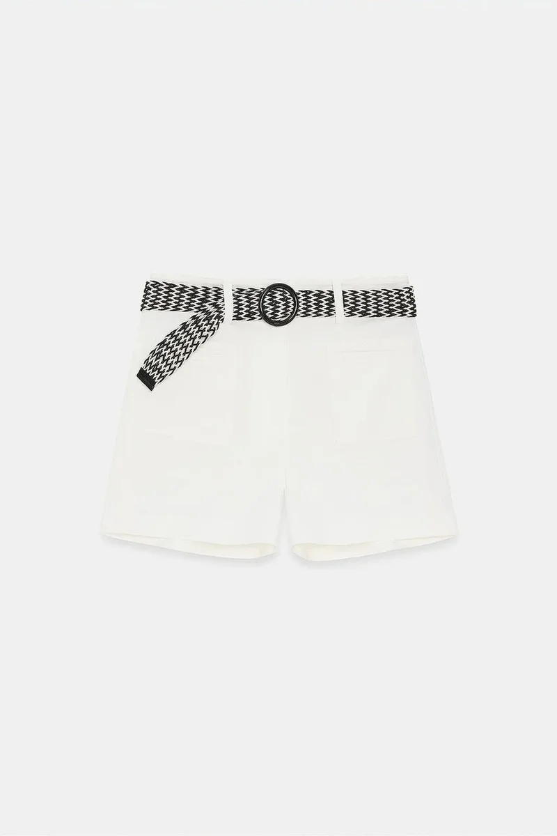 Dilvin White DILVIN High-Waist Tailored Shorts With Belt for Women | Best Price UAE