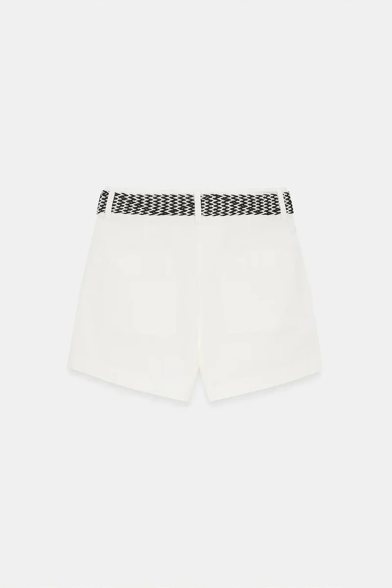 Dilvin White DILVIN High-Waist Tailored Shorts With Belt for Women | Best Price UAE