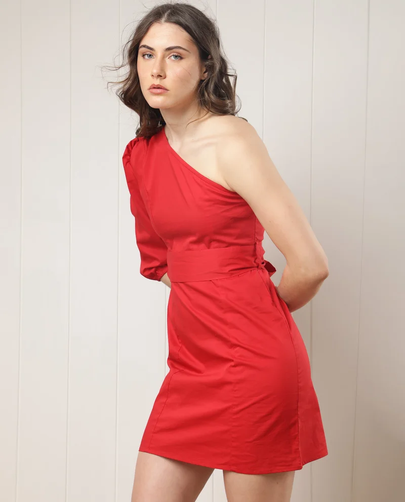 Rareism Women's Urban Chic Off-Shoulder Short Dress