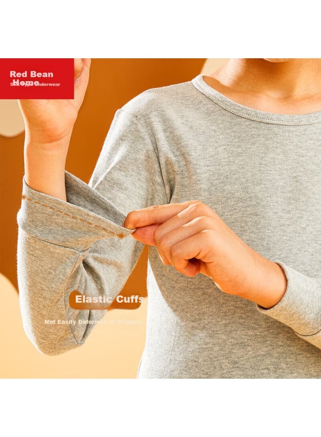 HOdo Home Hodohome Kids' Pure Cotton Printed Class A Autumn Clothes Boys' Thin Warm Underwear Set For Middle And Big Kids Boys Students Cotton Sweater Castle Grey 120/65 - Image 3