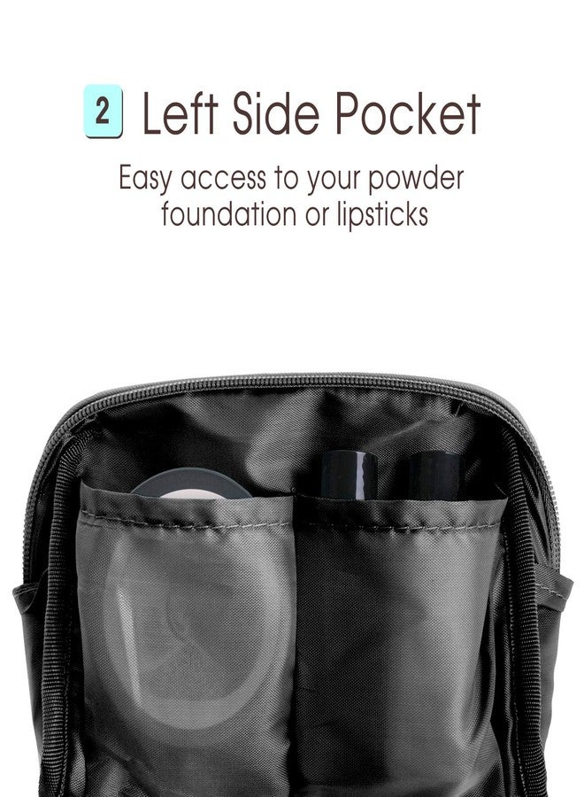 Narwey Small Vegan Leather Makeup Bag for Purse Travel Makeup Pouch Mini Cosmetic Bag for Women (Small, Black) - Image 3