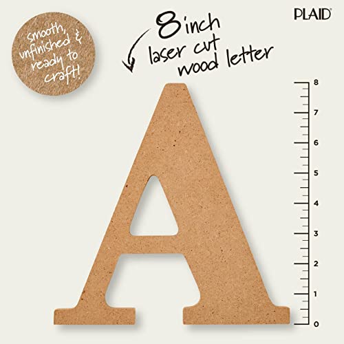 Plaid Wood Unfinished Letter, 8" Wooden Surface Perfect for DIY Arts and Crafts Projects, 63580, 8 inch - Image 2