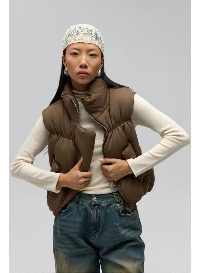 MAI STUDIOS CO. Laila Padded Khaki Vest