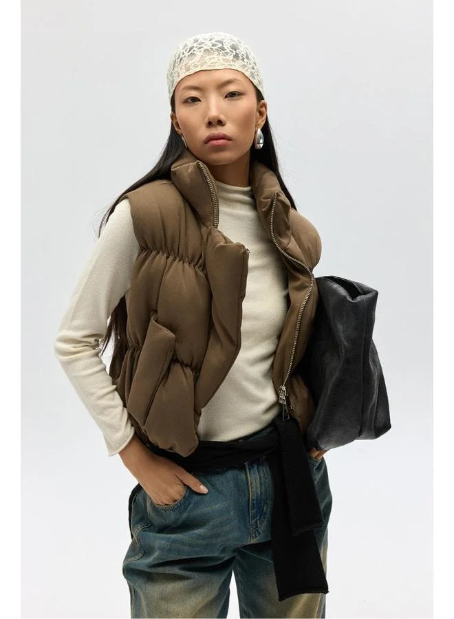MAI STUDIOS CO. Laila Padded Khaki Vest