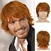 Wiwige Mens Orange Wig Short Layered Fluffy Natural Wig Synthetic Heat Resistant Halloween Cosplay Wig for Males - Image 2