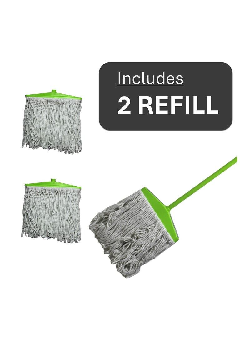 Clean and Care Cleaning Set Broom Wiper Squeegee Cotton Mop with Iron Stick and Two Refill for Home Kitchen Bathroom Cleaning Durable and Strong Assorted Color - pzsku/Z529FC51E3B04D8132195Z/45/_/1718080936/4b36fced-739c-4047-a08d-6423c6035a96