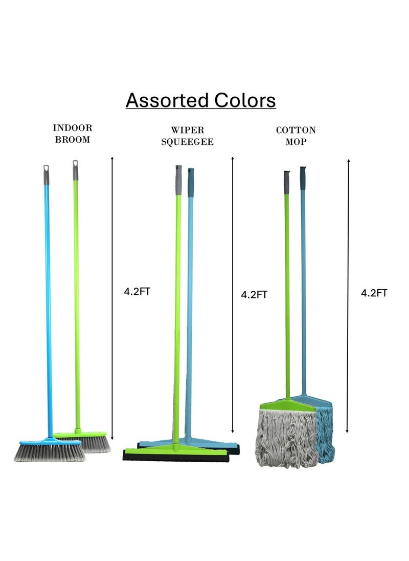 Clean and Care Cleaning Set Broom Wiper Squeegee Cotton Mop with Iron Stick and Two Refill for Home Kitchen Bathroom Cleaning Durable and Strong Assorted Color - pzsku/Z529FC51E3B04D8132195Z/45/_/1718080937/3145a6db-ed72-4e90-a67e-e09e6871f85b