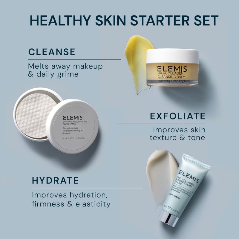 ELEMIS Healthy Skin Exclusive Travel Set | Pro-Collagen Cleansing Balm Mini, Marine Cream SPF 30 Mini & Dynamic Resurfacing Pads | Anti-Aging Hydrating Skincare Travel Kit - Image 2