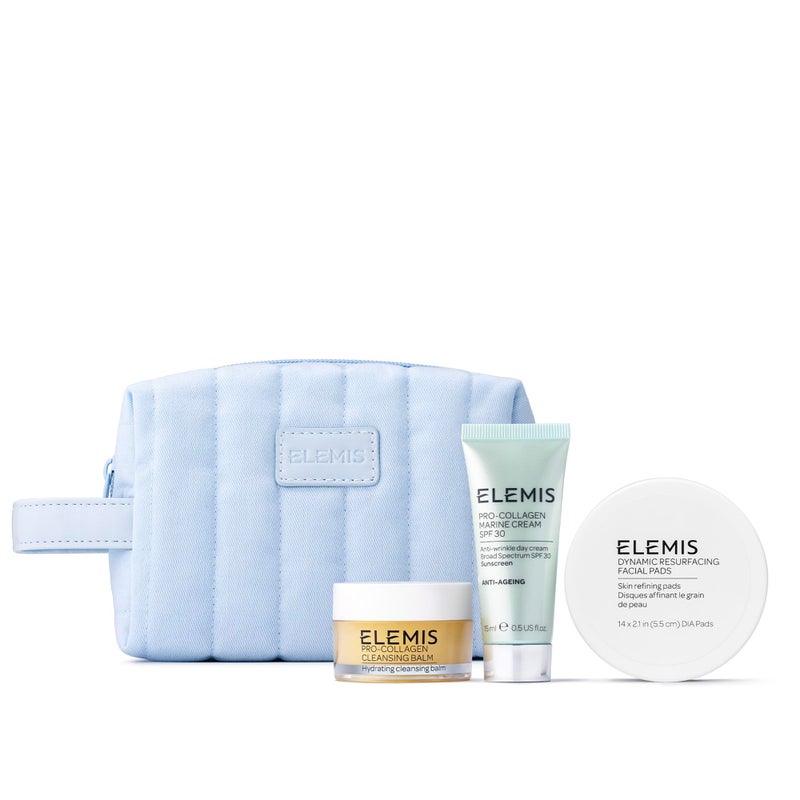 ELEMIS Healthy Skin Exclusive Travel Set | Pro-Collagen Cleansing Balm Mini, Marine Cream SPF 30 Mini & Dynamic Resurfacing Pads | Anti-Aging Hydrating Skincare Travel Kit - Image 1