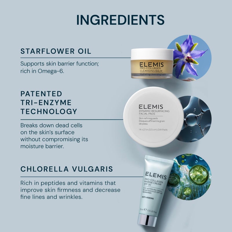ELEMIS Healthy Skin Exclusive Travel Set | Pro-Collagen Cleansing Balm Mini, Marine Cream SPF 30 Mini & Dynamic Resurfacing Pads | Anti-Aging Hydrating Skincare Travel Kit - Image 5