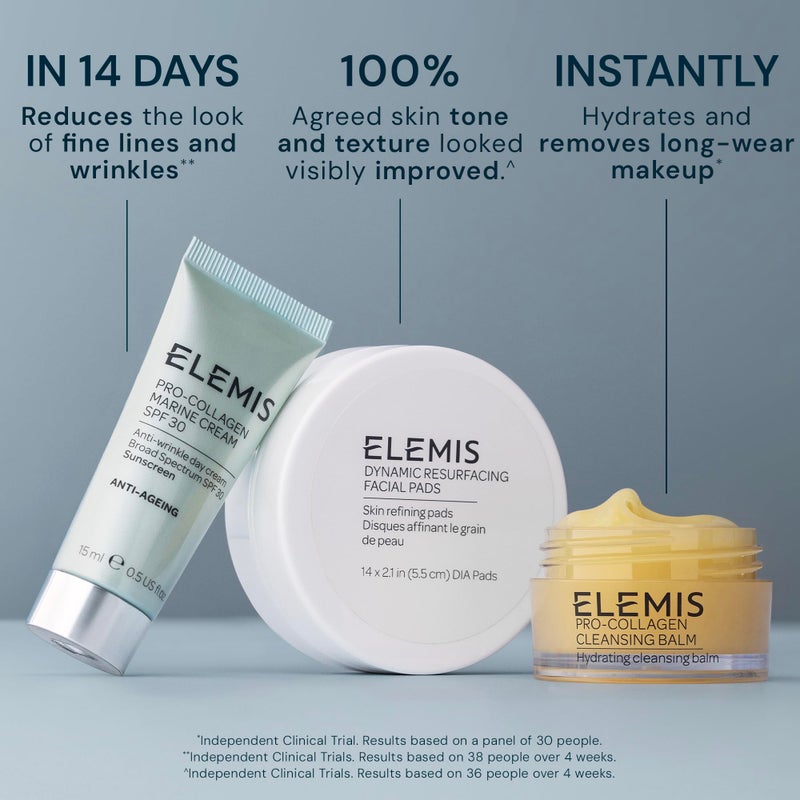 ELEMIS Healthy Skin Exclusive Travel Set | Pro-Collagen Cleansing Balm Mini, Marine Cream SPF 30 Mini & Dynamic Resurfacing Pads | Anti-Aging Hydrating Skincare Travel Kit - Image 3