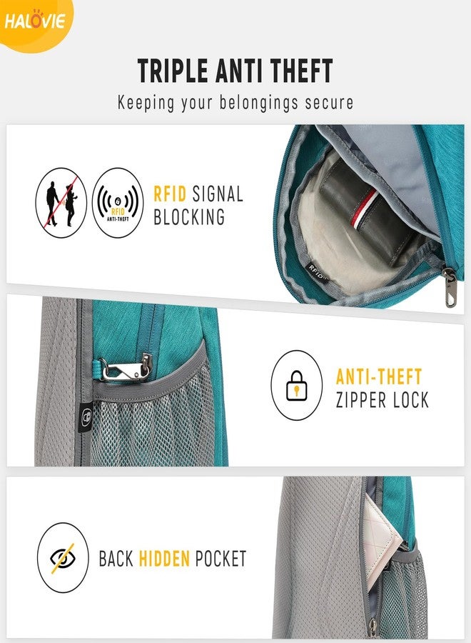 HALOVIE Anti Theft Crossbody Sling Bag RFID Travel Sling Backpack Lightweight Hiking Shoulder Chest Bag for Walking Work, Cyan, Small - Image 2