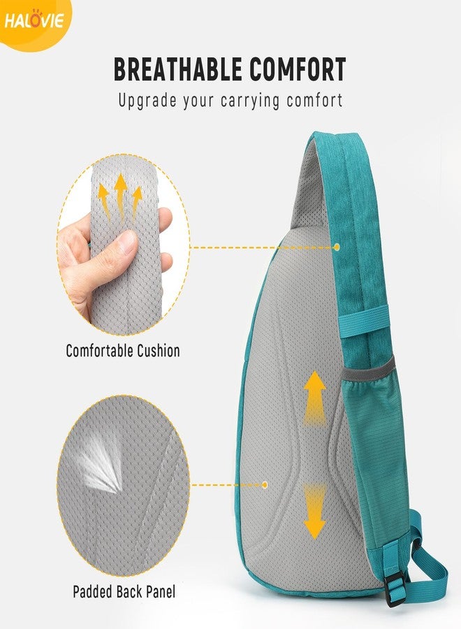 HALOVIE Anti Theft Crossbody Sling Bag RFID Travel Sling Backpack Lightweight Hiking Shoulder Chest Bag for Walking Work, Cyan, Small - Image 4