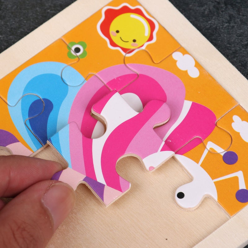 Children'S Early Education 9 Pieces Small Size Wooden Jigsaw Puzzle Toy Baby Educational Cartoon Animal Traffic Cognition Wooden Jigsaw Puzzle - Image 4