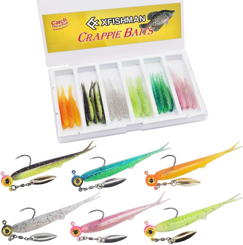 XFISHMAN Crappie-Baits- Plastics-Jig-Heads-Kit-Shad-Minnow-Fishing-Lures-for Crappie-Panfish-Bluegill-40 &135 Piece Kit - Image 1
