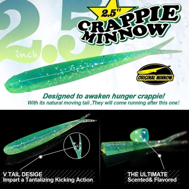 XFISHMAN Crappie-Baits- Plastics-Jig-Heads-Kit-Shad-Minnow-Fishing-Lures-for Crappie-Panfish-Bluegill-40 &135 Piece Kit - Image 2