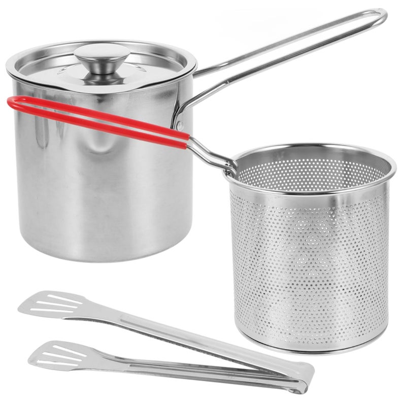Stainless Steel Deep Fryer Pot with Tong for Chips Fries Easy Clean Lightweight Home Restaurant - Image 2