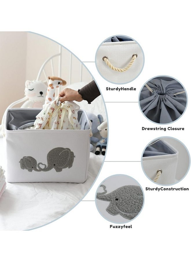 Inough INough 2 pack Storage Baskets, Baby Hamper for Nursery Boy, Baby Laundry Basket for Boy, Elephant Laundry Basket for Baby Nursery Large Elephant Basket for Baby Nursery, Hamper for Boy, Elephant Decor  - Image 4