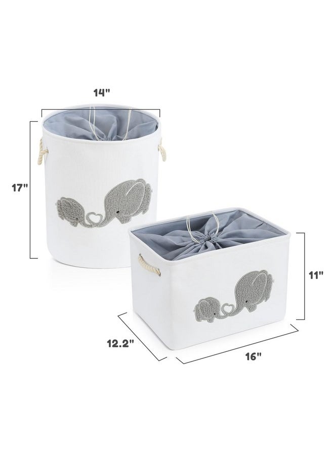 Inough INough 2 pack Storage Baskets, Baby Hamper for Nursery Boy, Baby Laundry Basket for Boy, Elephant Laundry Basket for Baby Nursery Large Elephant Basket for Baby Nursery, Hamper for Boy, Elephant Decor  - Image 5