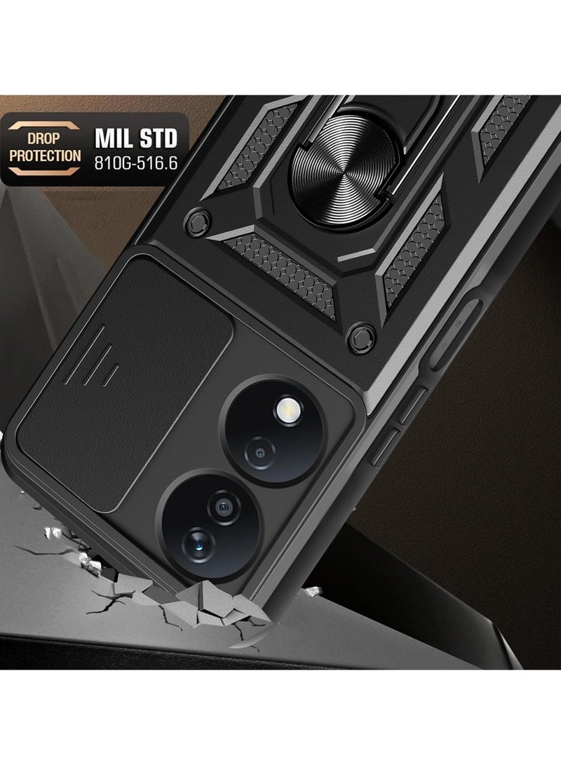 Shield Full Protection Case With Metal Ring &Slide Camera Cover For honor x7b  - Image 4
