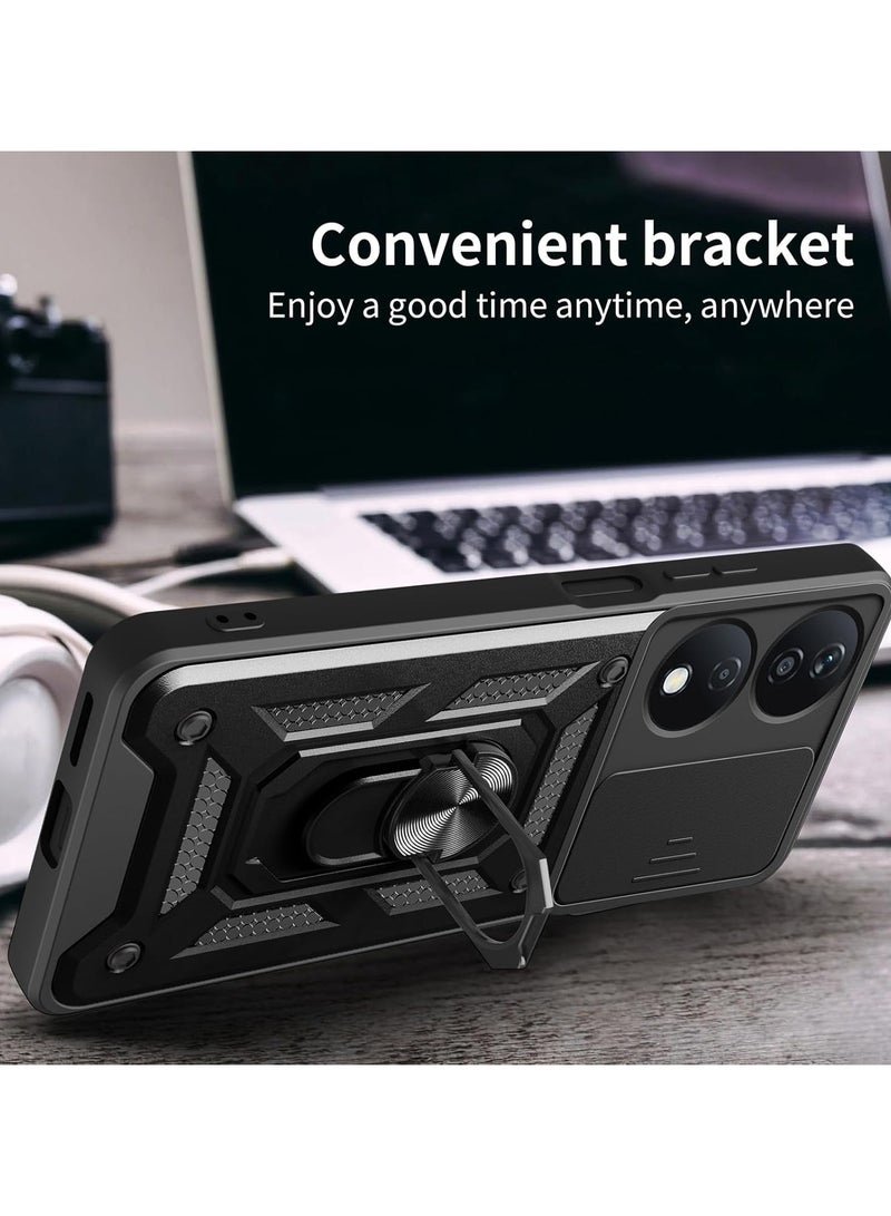 Shield Full Protection Case With Metal Ring &Slide Camera Cover For honor x7b  - Image 5