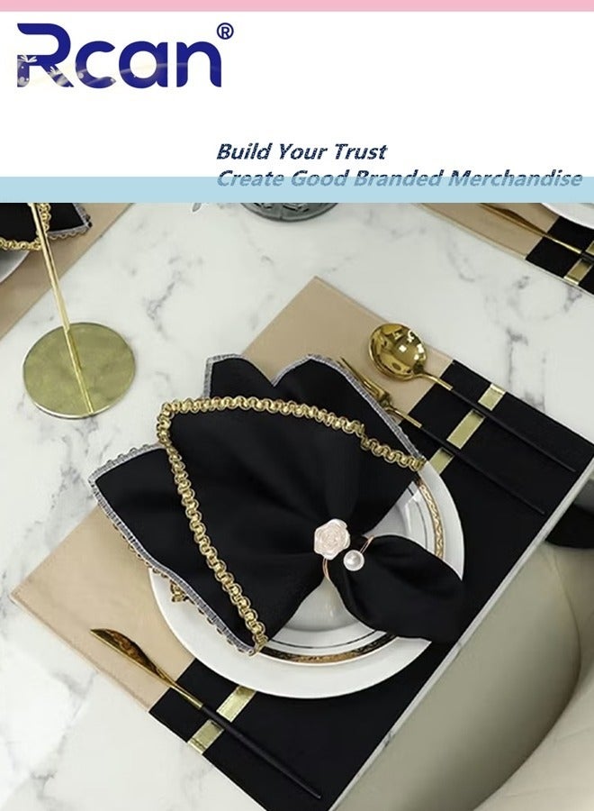 Rcan 6 Pcs Napkin Rings White Rose Pearl Dining Table Ring Holder Vintage Paper Towel Rings for Wedding Banquet Home Decorations  - Image 3