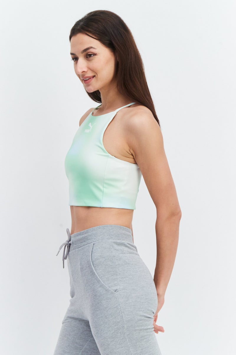 PUMA Women Sportswear Fit Sleeveless Training Top, Green Combo - Image 2