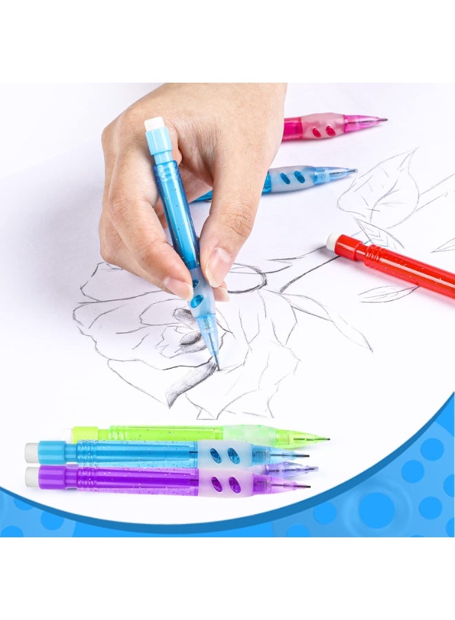 SUNSAR 20 Pcs Mini Mechanical Pencils 0.7 mm, Automatic Pencils with Erasers, Silicone Handguard for Writing Drawing Sketching - Image 5
