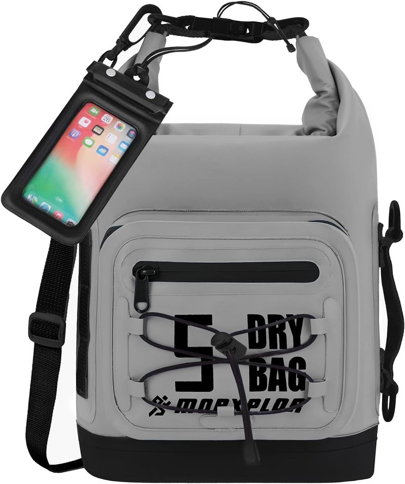 MORXPLOR Waterproof Dry Bag Backpack - [Front Zippered Pockets] 5L/10L/20L/30L Roll Top Waterproof Bag with Water Proof Phone Case for Swimming, Boating, Kayaking, Camping, Beach - Image 1