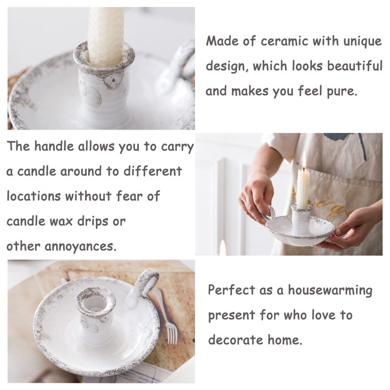 Kendiis Candle Holder Ceramic Candlestick Holder, Candlelight Stand for Spell Candles, Taper Candles, and Incense, Halloween Christmas Dining Room Home Decoration Display - Image 3