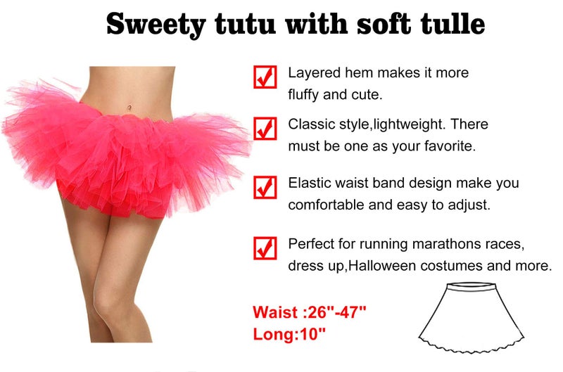 Simplicity Women's Hot Pink 5 Layered Tulle Tutu Skirt for Classic 5K, 10K Runs - Image 2