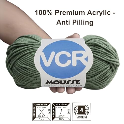 VCR 4ply Olive Green Yarn, 100 Grams Hank, 190 Meters Length, Acrylic Ball for Crochet and Knitting, Soft Crosia Threads, Pack of 1 Yarn, Suitable for DIY Crafts - Image 3