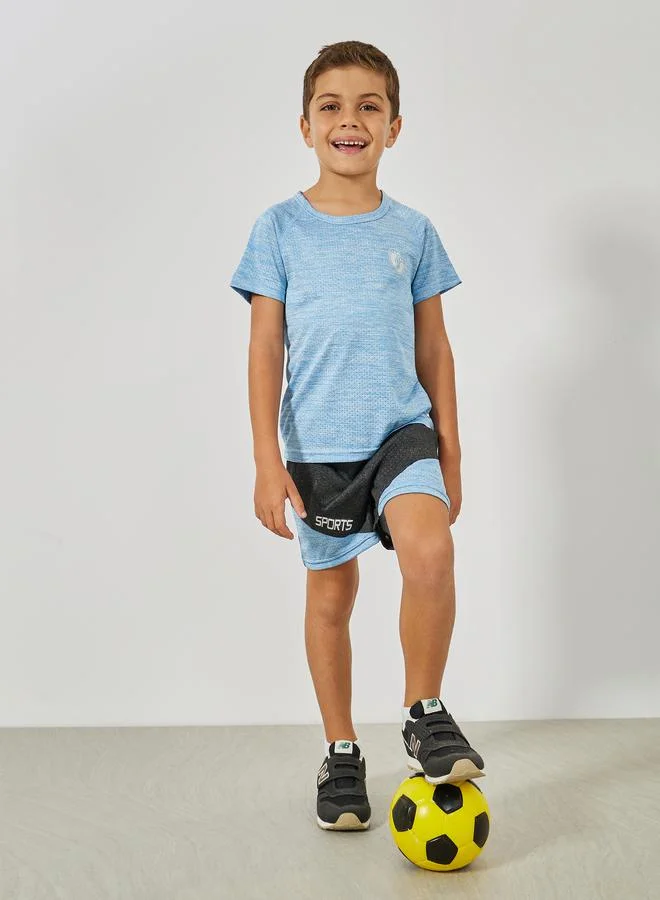 ستايلي Melange T-Shirt & Color Block Shorts Sportswear Set
