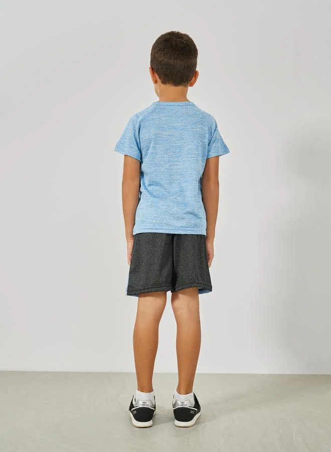 ستايلي Melange T-Shirt & Color Block Shorts Sportswear Set