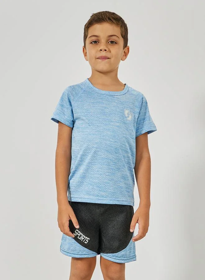 ستايلي Melange T-Shirt & Color Block Shorts Sportswear Set