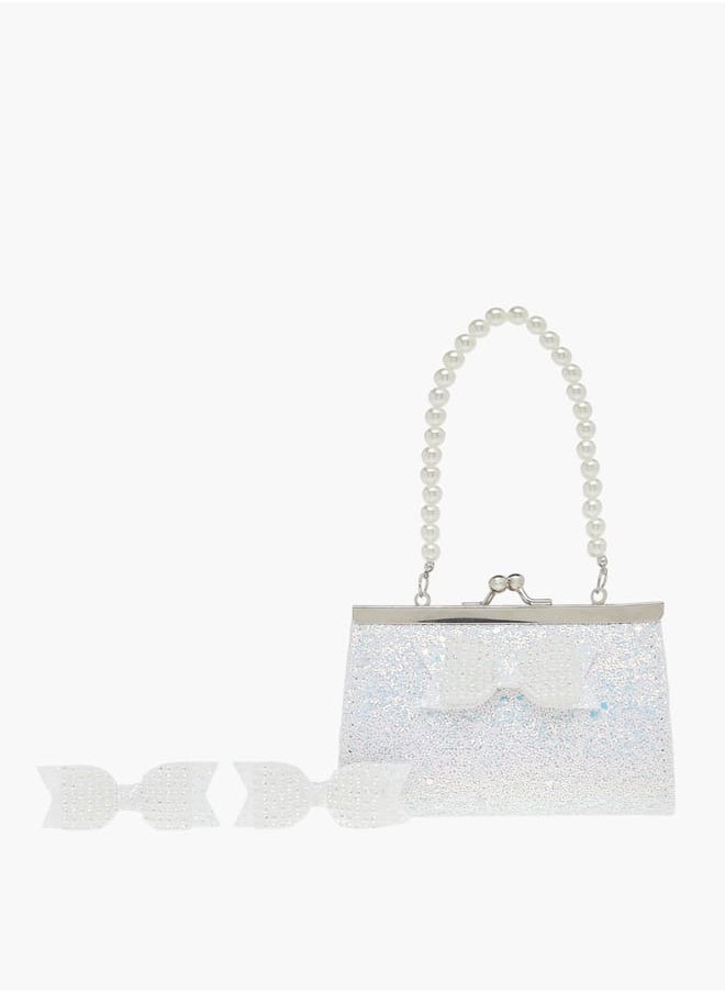 Flora Bella By Shoexpress Girls 3-Piece Bow Embellished Handbag And Hairclip Set  - Image 1
