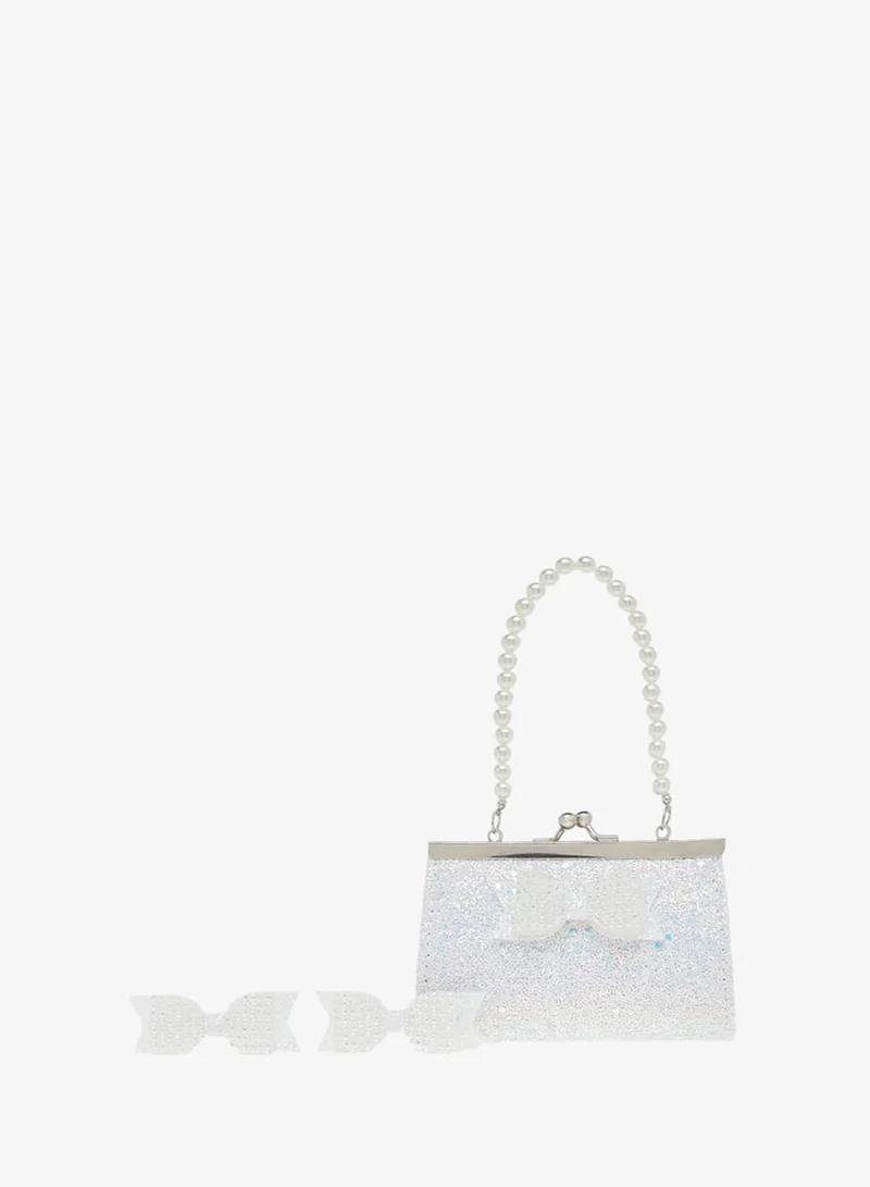 Flora Bella By Shoexpress Girls 3-Piece Bow Embellished Handbag And Hairclip Set Ramadan Collection
