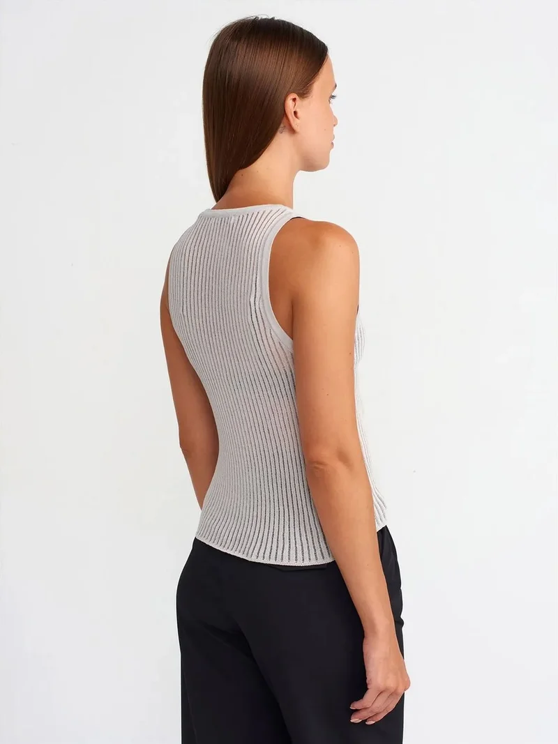 ديلفين Dilvin Ribbed Sleeveless Knit Blouse