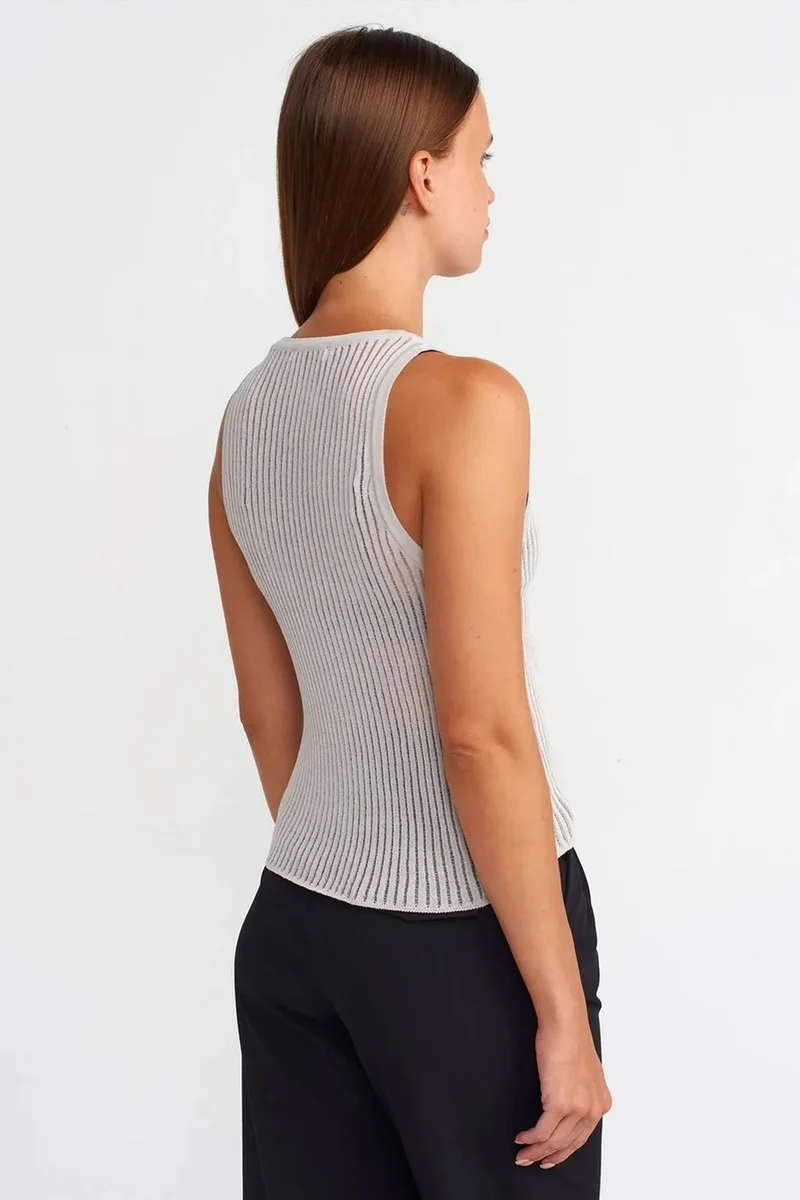 Dilvin White DILVIN Ribbed Sleeveless Knit Blouse for Women | Best Price UAE