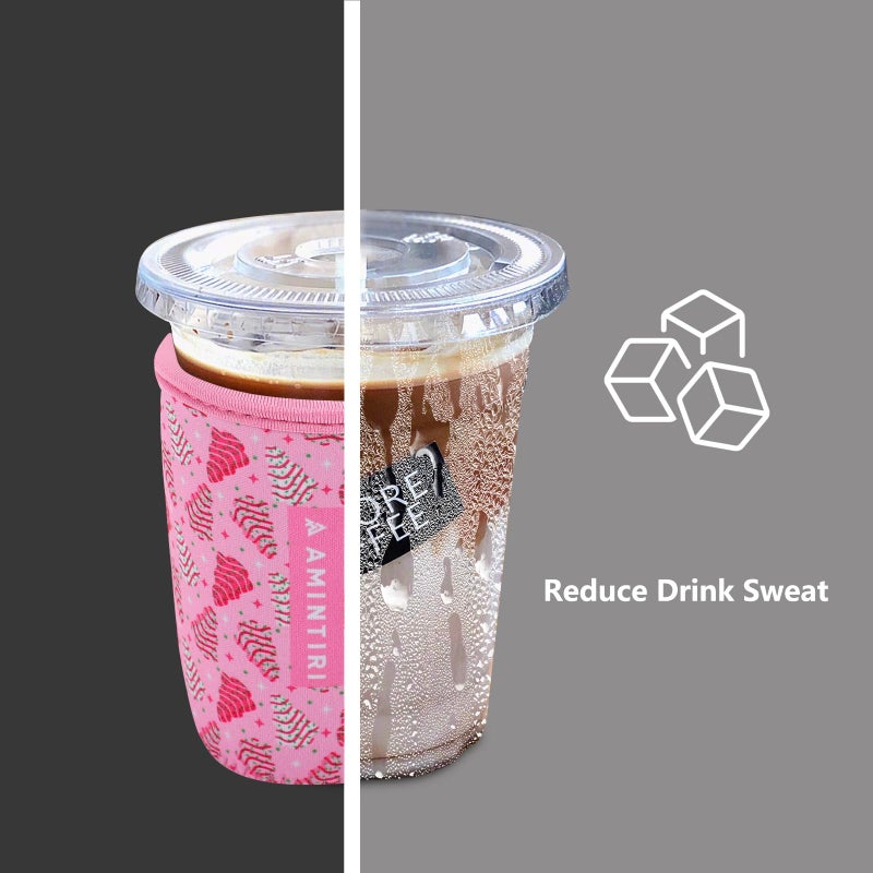 Amintiri 3 Pack Reusable Sleeve for Iced Coffee Cup  Coffee Neoprene Sleeve for Iced&Hot Drinks  Coffee Sleeve Compatible with Starbucks  Dunkin Coffee Cup. (Pink Cake) - Image 2